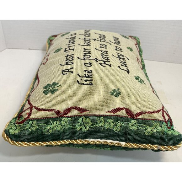 Decorative Throw Pillow With Irish Four-Leaf Clover Quote & Gold Trim - "A Best - Picture 5 of 9